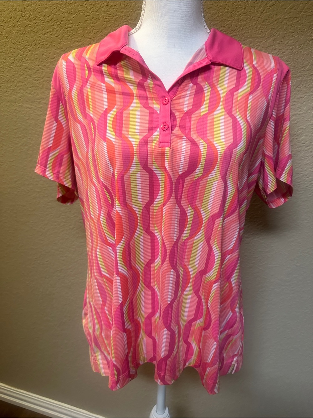 EP Pro Pink & Yellow Polo Top XL
